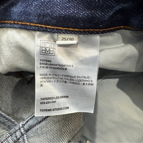 NWT Toteme Tapered Leg Dark Blue Mid Rise Denim Jeans size 25 - Picture 13 of 14